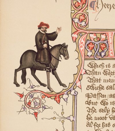 Il Marinaio (dettaglio) da I racconti di Canterbury, di Geoffrey Chaucer, manoscritto di Ellesmere, edizione facsimile, 1911 da English School